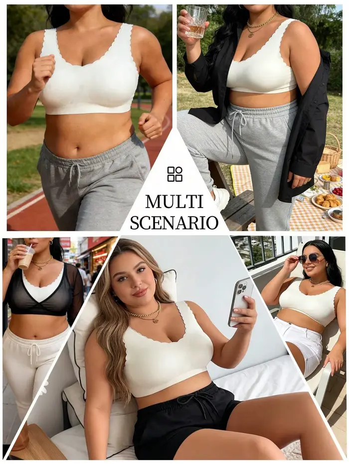 Plus velikost Dámská bezdrátová podprsenka, bezešvé sportovní topy, sexy push-up podprsenka, měkké, pohodlné, prodyšné, bez kostic, plus velikost