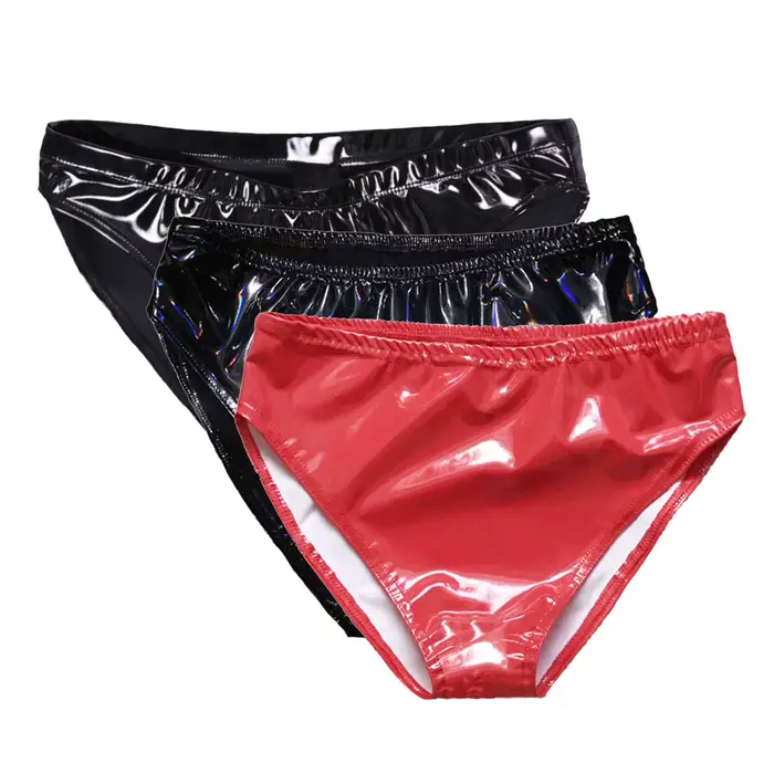Dámské patentové kožené spodní prádlo, velká velikost, mokrý vzhled, nízkopodlažní elastické kalhotky, latexové spodní prádlo pro taneční párty