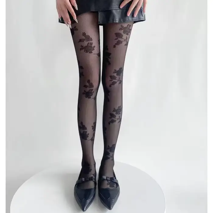 Hollow out průhledný punčocháče pro ženy, tetování punčocháče, fantazie punčocháče, tenký, sexy růžová