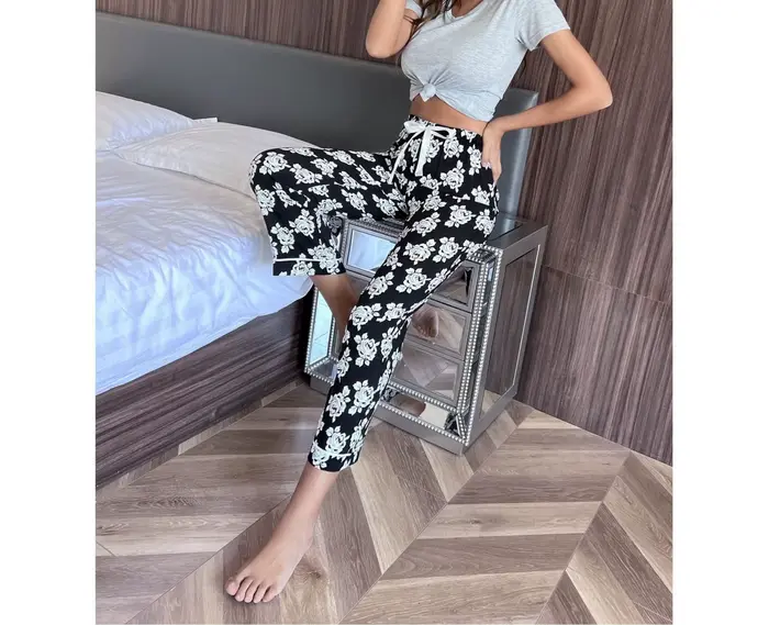 Pyjama pour femme élégant basique printemps pantalon longueur cheville tricoté matière polyester occassions spéciales confort durable