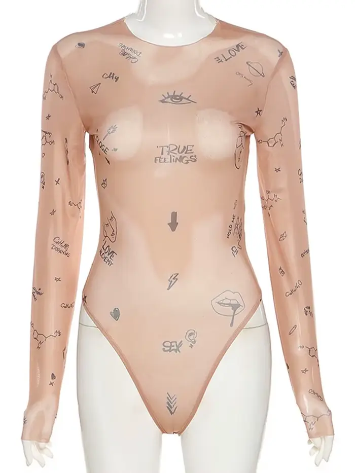 Haut une pièce moulant et Sexy pour femmes, body à manches longues, col rond, vêtements de fête de b