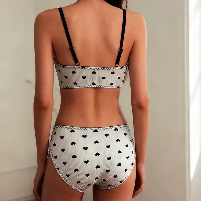 BZEL – ensemble de soutien-gorge pour femmes, respirant, Ultra-fin, sans armatures, Lingerie Sexy, imprimé cœur, sous-vêtements doux et confortables, culotte féminine, vente