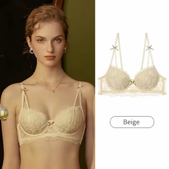 Nouvel ensemble de lingerie sexy en dentelle française pour femme 2026, soutien-gorge push-up fin pour petite poitrine, fermeture dorsale, brodé, tailles S-1XL