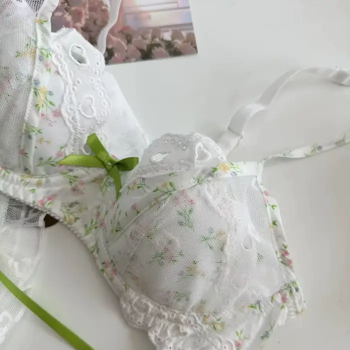 Lingerie florale française romantique, soutien-gorge doux à armatures, confortable, doux