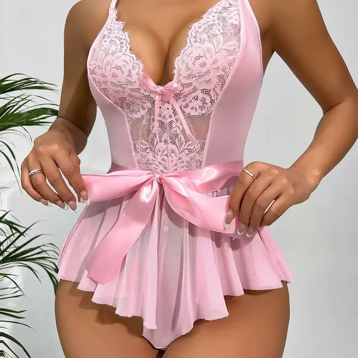 Sexy spodní prádlo pro ženy, Teddy kostýmy Porno průhledný, krajkové šaty, plus velikost spodního prádla, otevřená podprsenka, noční prádlo