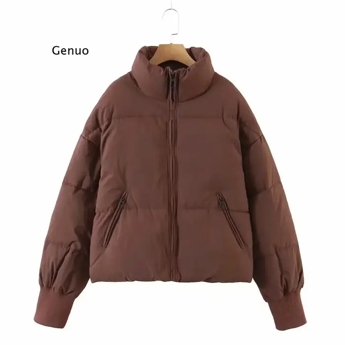 Veste épaisse rembourrée à col montant pour Femme, parka surdimensionnée, à la mode, Style Preppy, h