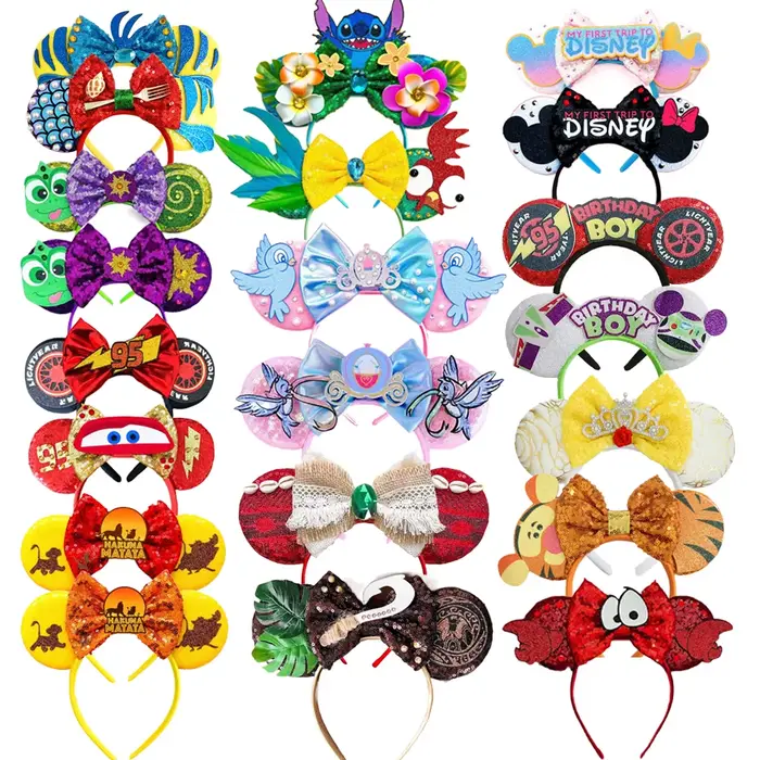 Bandeau oreilles de souris, nœuds à paillettes de dessin animé, fête d'anniversaire, noël, Halloween