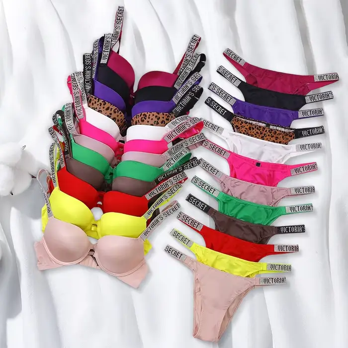 Victoria's Secret sexy spodní prádlo set, podprsenka a kalhotky, push-up, klasické spodní prádlo pro ženy, sexy, prodyšné, měkké, univerzální, shapewear