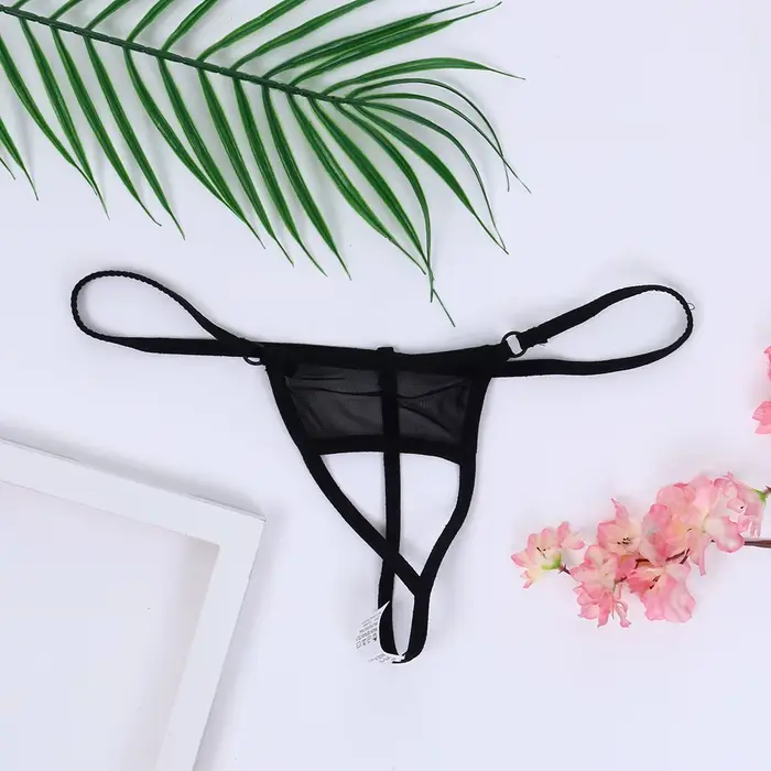 Strings transparents en dentelle pour femmes, sous-vêtements sexy, entrejambe ouvert
