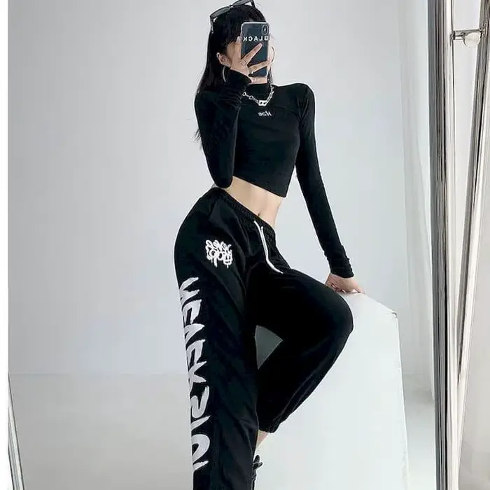 Jazz – pantalon décontracté à lacets pour femme, avec lettres imprimées, style urbain, Vintage, surv