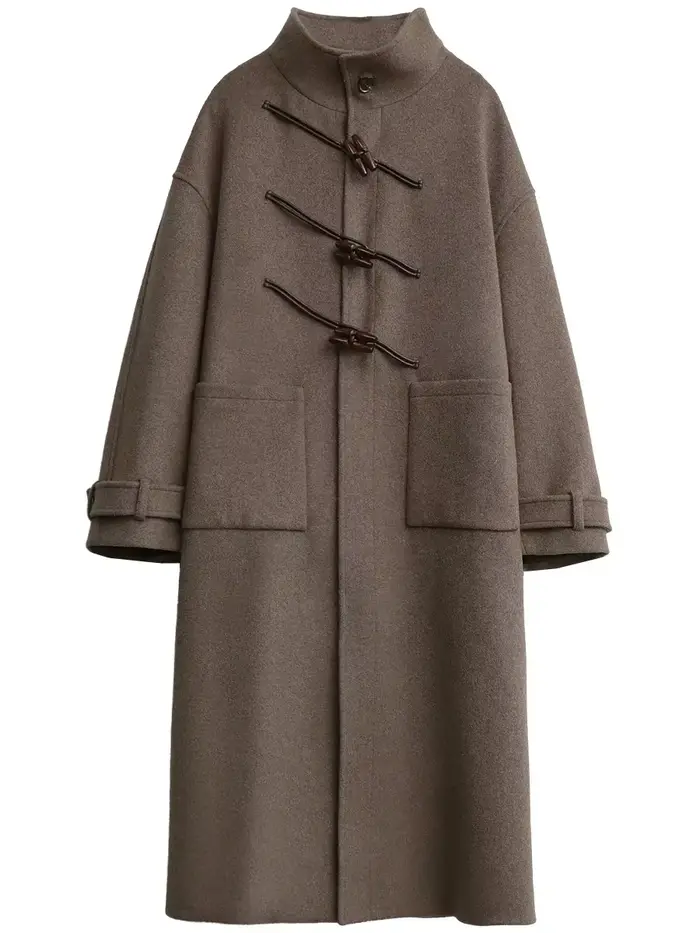 CHIC VEN-Pardessus long en laine boutonné pour femme, col montant, corne de vache, simple boutonnage