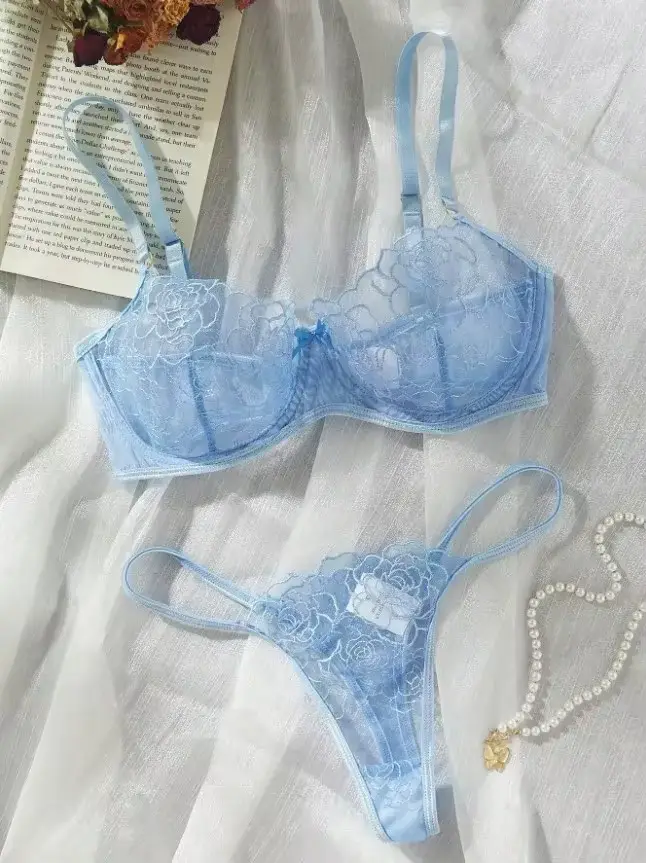Rouge Sexy corps Lingerie femme dentelle sous-vêtements transparents fée broderie bref ensembles dél