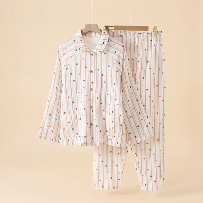 2025 nouveau pyjama pour femmes ensemble 100% coton gaze mignon à manches longues pantalon deux pièc