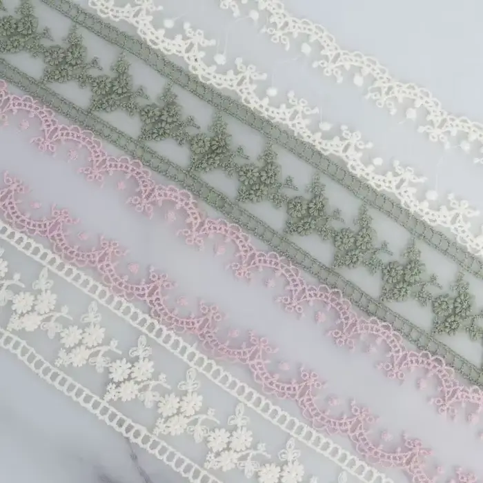 Ruban en dentelle Jacquard brodé creux, accessoires pour cheveux avec nœud, emballage de fleurs, cha