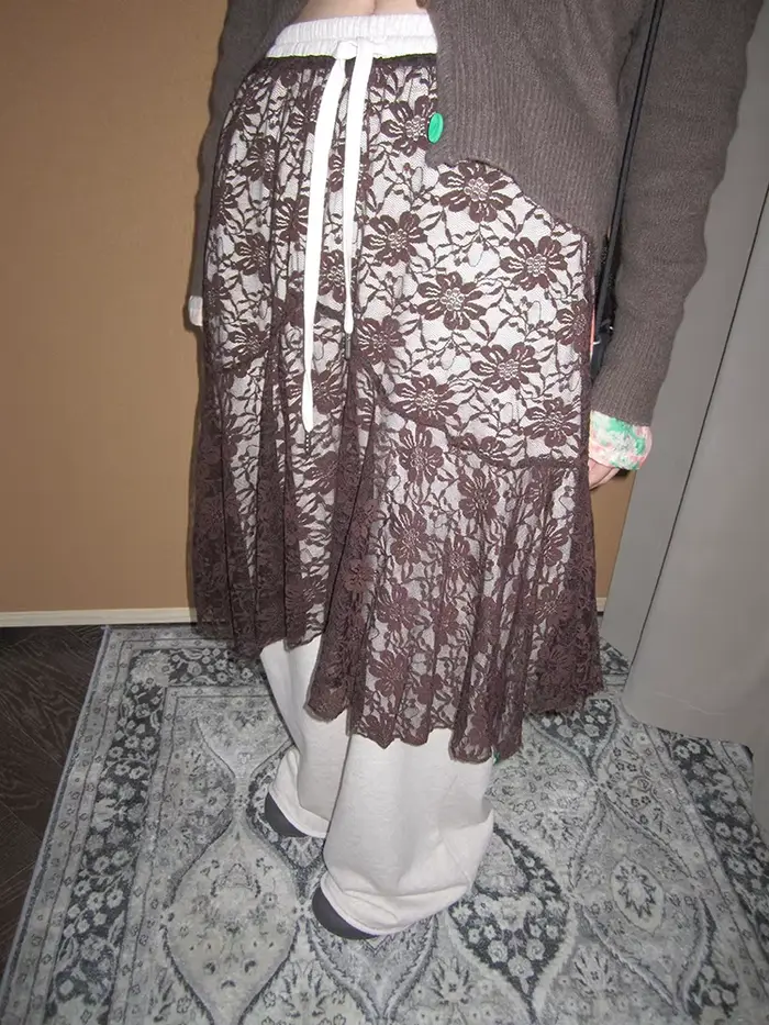 Yedinas – jupe gothique asymétrique en dentelle pour femmes, marron, bas café, Collocation toutes sa