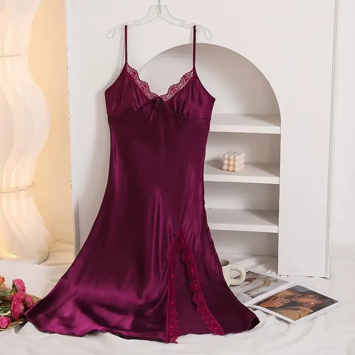 Bílé noční prádlo Sexy dlouhé noční košile ženy saténové spodní prádlo letní nové domácí šaty ležérní oblečení Pijama Mujer Sexy noční košile