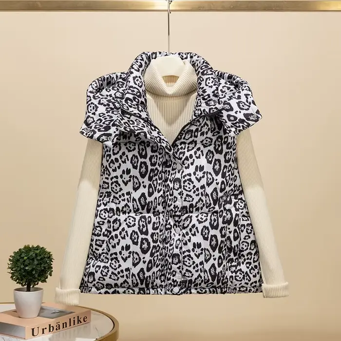 Dámská bavlněná vesta s leopardím vzorem