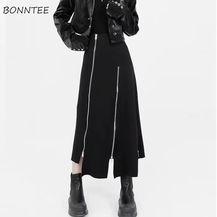 Jupe mi-longue pour femme, jupes Y2K, design personnalisé, style coréen, pur compromis, streetwear a