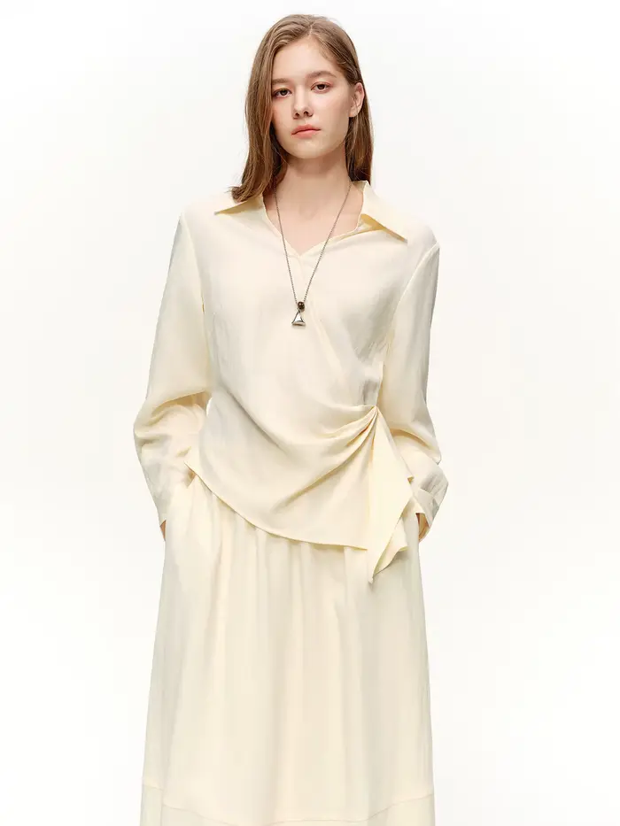 DUSHU 2026 Nouvelle Collection Printemps – Ensemble Deux Pièces Femme : Chemise & Jupe Taille Haute 