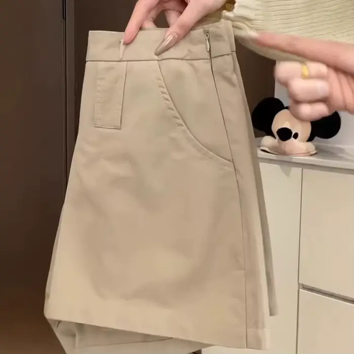 Culottes kaki effet deux-pièces pour femme, nouvelle collection été 2026, taille haute, anti-transparence, style Spice Girls, jupe-short évasée