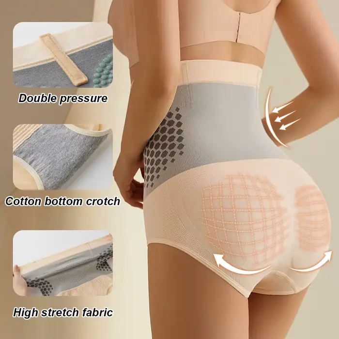 Culotte gainante taille haute sans couture pour femme, avec thérapie magnétique et chaleur utérine, pour le contrôle abdominal et le remodelage corporel
