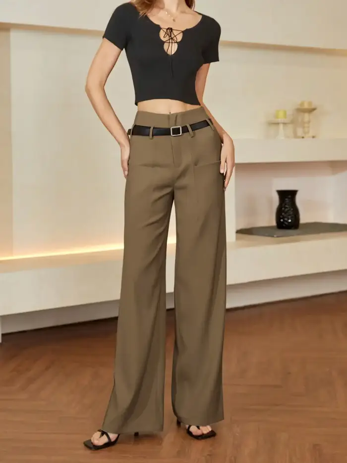 AEL-Pantalon Chic à Jambes Droites pour Femme, Simple et Élégant, Décontracté, à la Mode, Nouvelle C