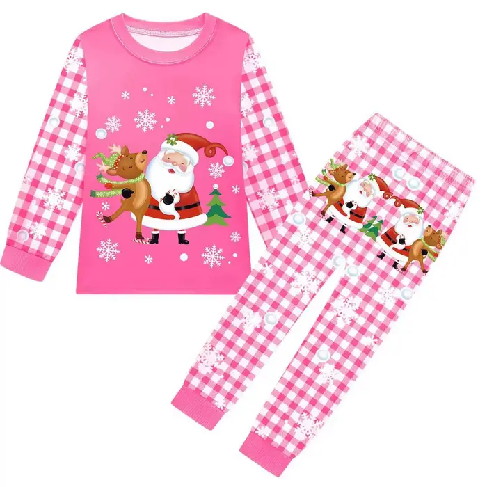 Vánoční pyžamo s potiskem Santa Claus a sobů