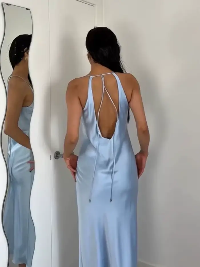 Sexy a elegantní polyesterové šaty V-neck bez rukávů délka kotníku pro ženy zvláštní příležitosti jaro léto