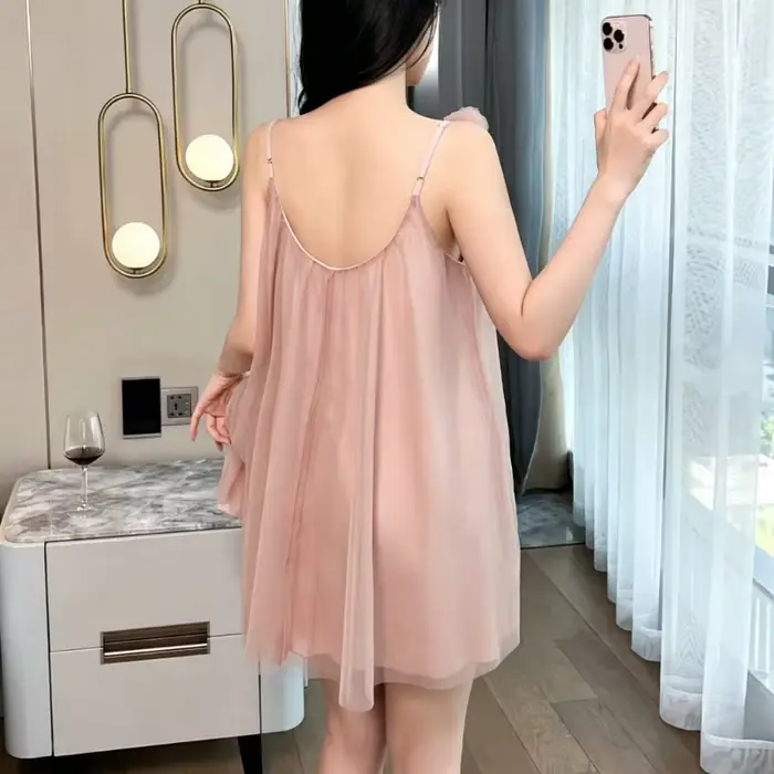 Nouvelle Robe de Nuit d'Été pour Femme, Style Coréen, Bretelles Fines, Motif Floral Uni, Vêtement d'Intérieur Confortable