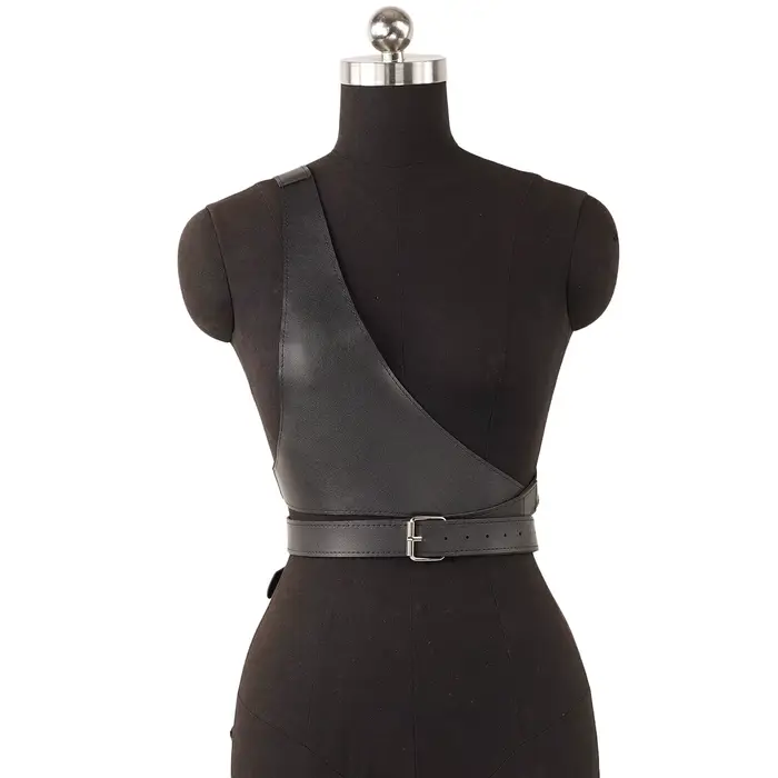 Dámské korzety, opasek široké, gotický korzet pod prsa z PU kůže, crop top, jednobarevný barva, nastavitelná vesta, velikost opasek, oděvní doplňky