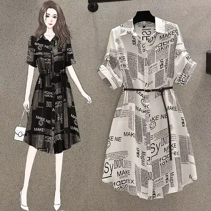 Robe imprimée lettre enveloppée pour femme, col polo à la taille, réduction de l'âge français, régla