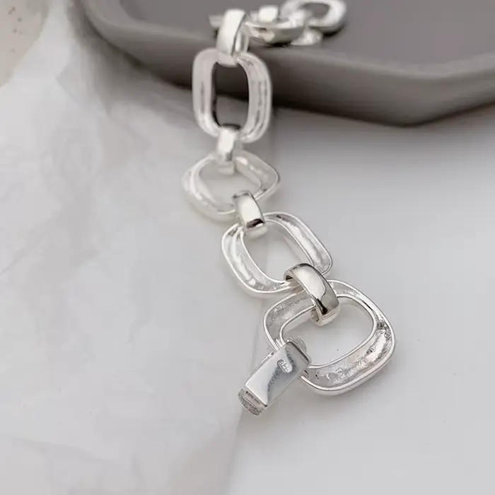 Bracelets en argent Sterling 925 pour femmes, tendance Hip Hop, Vintage, chaîne épaisse, Design géom