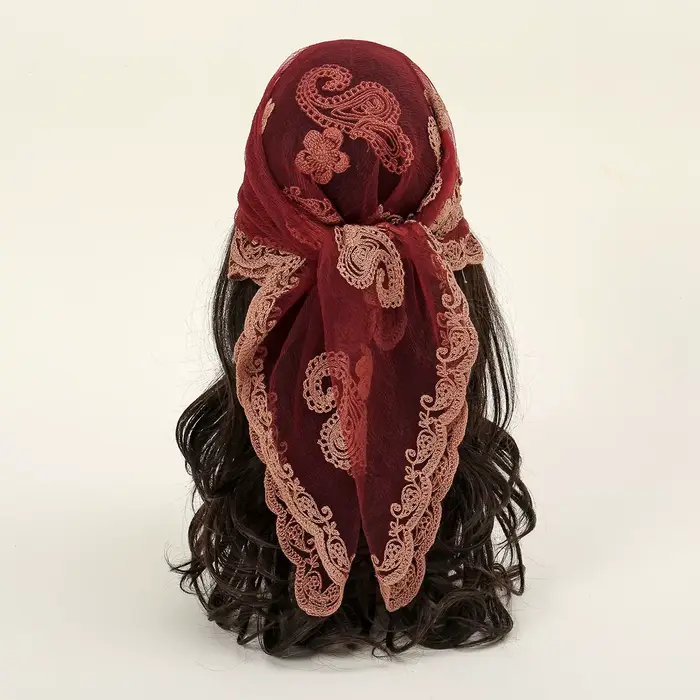 Dámský vyšívaný krajkový bandana šátek Paisley