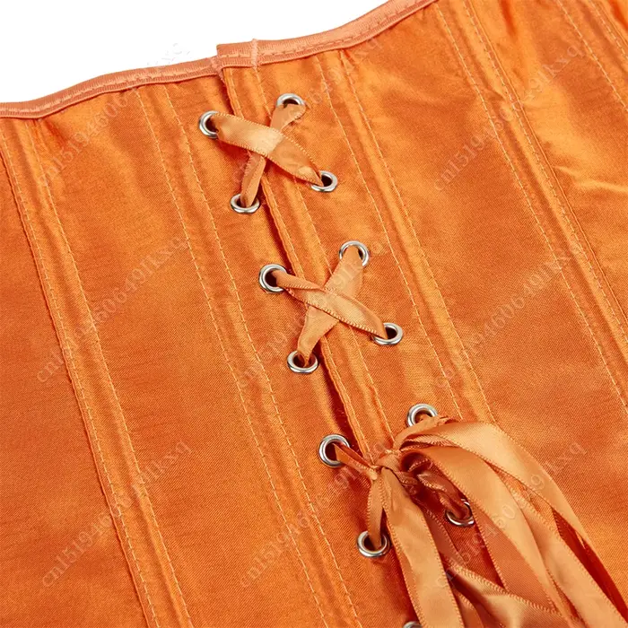 Dámské korzet Surbust vysoký korzet oranžový satén krajka up Bustier Sexy Plus velikost korzet