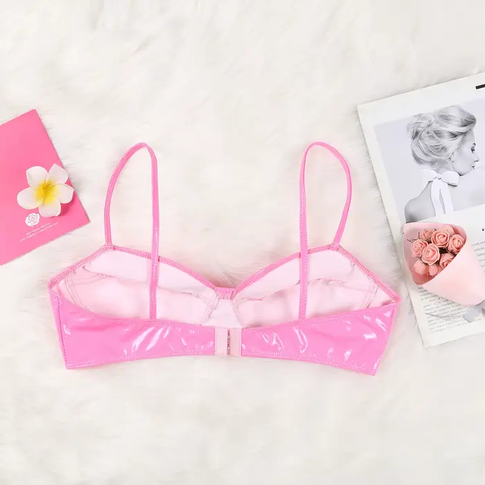 Sexy faux kůže mokrý efekt podprsenka pro ženy zvláštní příležitosti břišní tanec koncerty strany halloween