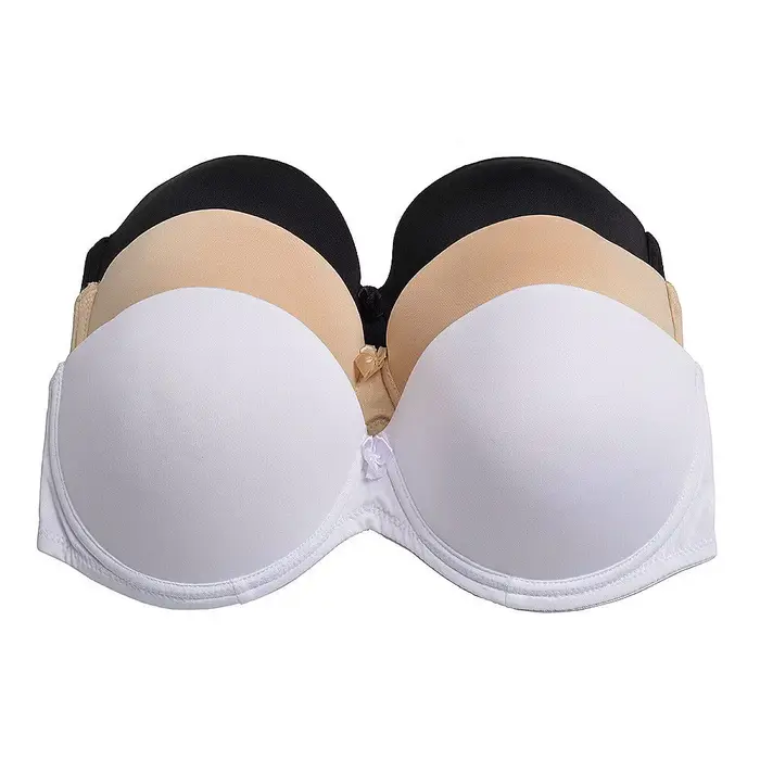 Vgplay soutien-gorge blanc sans bretelles Push Up Lingerie antidérapante bande transparente sangle soutien-gorge femme grande taille pour gros seins 32-44 C D E F