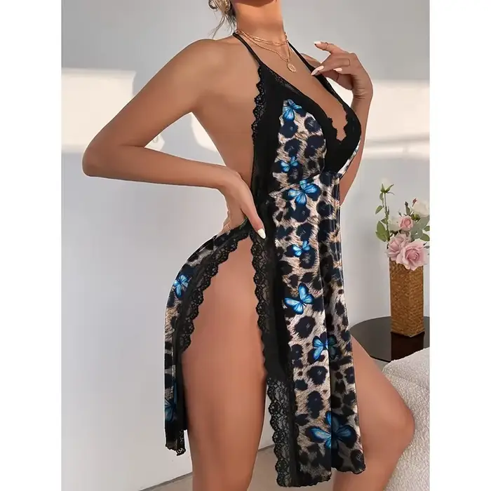 Sexy spodní prádlo pro ženy, velké velikosti, volné noční košile, rozdělené pyžamo