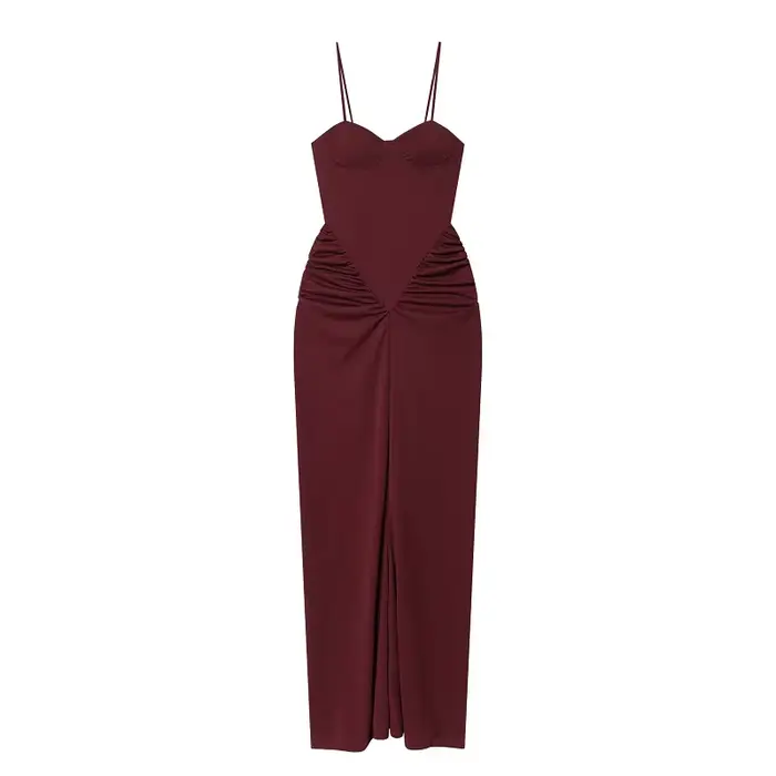 Robes longues drapées style corset pour femme, robe maxi dos nu, robe de soirée plissée sexy pour fe