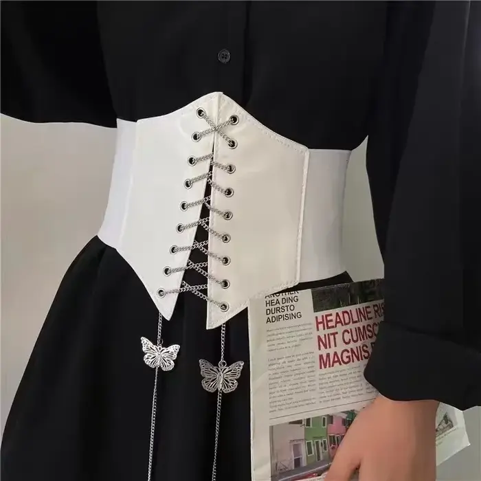 Široký PU kožený korzet pro ženy, opasek zeštíhlující, elastický, s květinovými vzory pro rafinovanou siluetu a elegantní speciální příležitosti