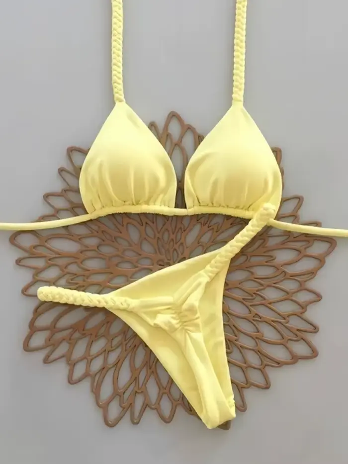 Bikini Brésilien String Femme Ensemble Bikinis Push-Up Taille Basse Plage Plage Mariage Vacances Fête Piscine Spa Sources Chaudes Sports Nautiques Mode Quotidien