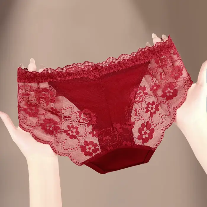 Dámské kalhotky, sexy saténové spodní prádlo, měkké a pohodlné, velká velikost, s motýlkem mašle, průhledná krajka, žakárový vzor, prodyšný