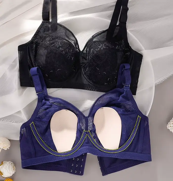 Dámská krajková podprsenka s kosticemi, podprsenka s plným pokrytím, měkká nit, sexy spodní prádlo, push-up bralette, 34, 36, 38, 40, 42, 44, 46, 48 B, C, D, E F
