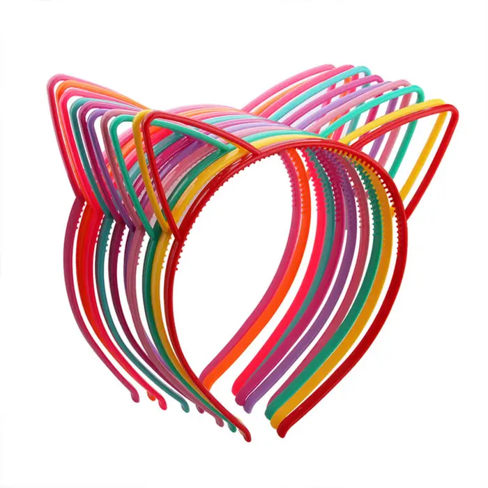 12 pièces en plastique, oreilles de chat, bandeau pour enfants, mignon, chaton, extérieur, bandeau,