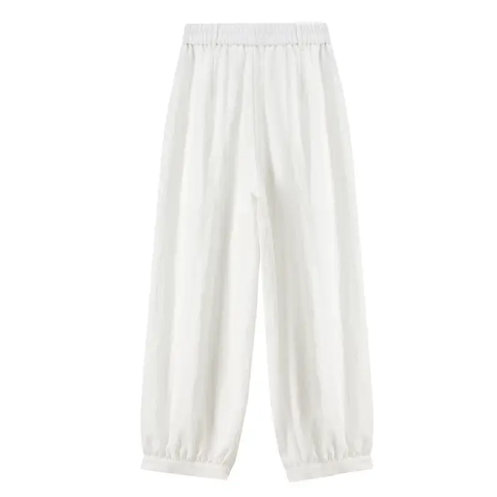 SENTUBILA Pantalon plissé blanc pour femme, style minimaliste, mode bureau, taille à double bouton, 