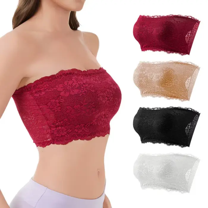 Podprsenka z krajky velkého modelu pro ženu sexy bez ramínek pohodlná a dýchavá pro speciální příležitosti