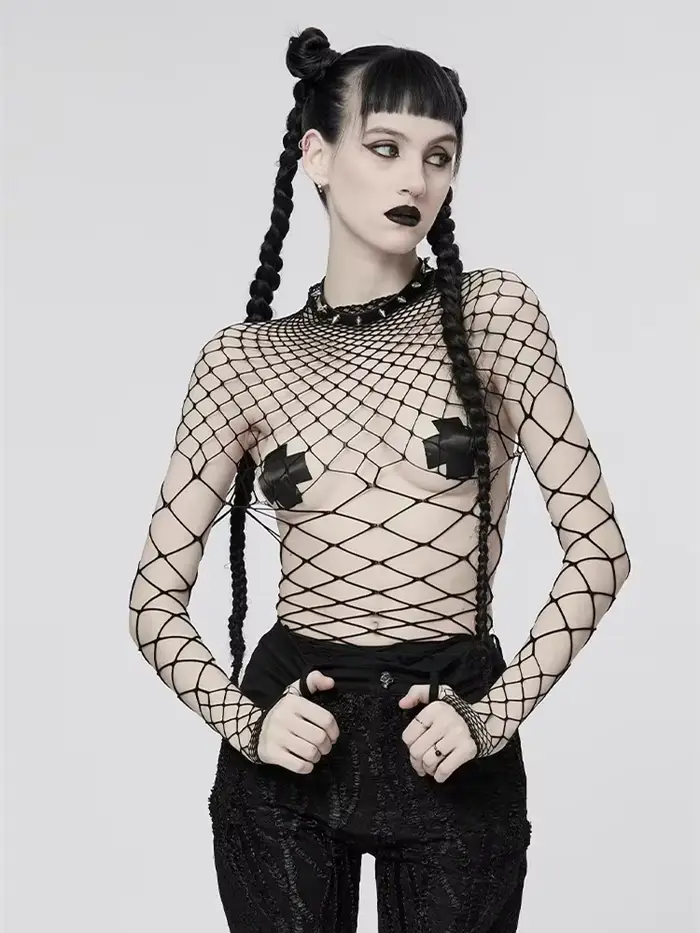 Body ajouré Sexy Techwear mode Y2k Patchwork hauts femmes résille dos nu mince body Sexy body Linger