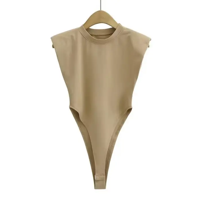Combinaison moulante sexy d'été pour femmes, avec épaulettes rembourrées, sans manches, noir et blanc, tops sexy, mode féminine