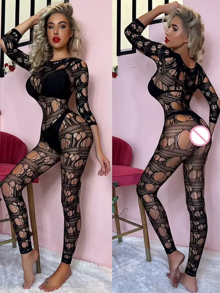 Tenues Sexy pour femmes, mode adulte, bas complets, collants érotiques, Lingerie transparente creuse, une pièce, Body le plus sexy