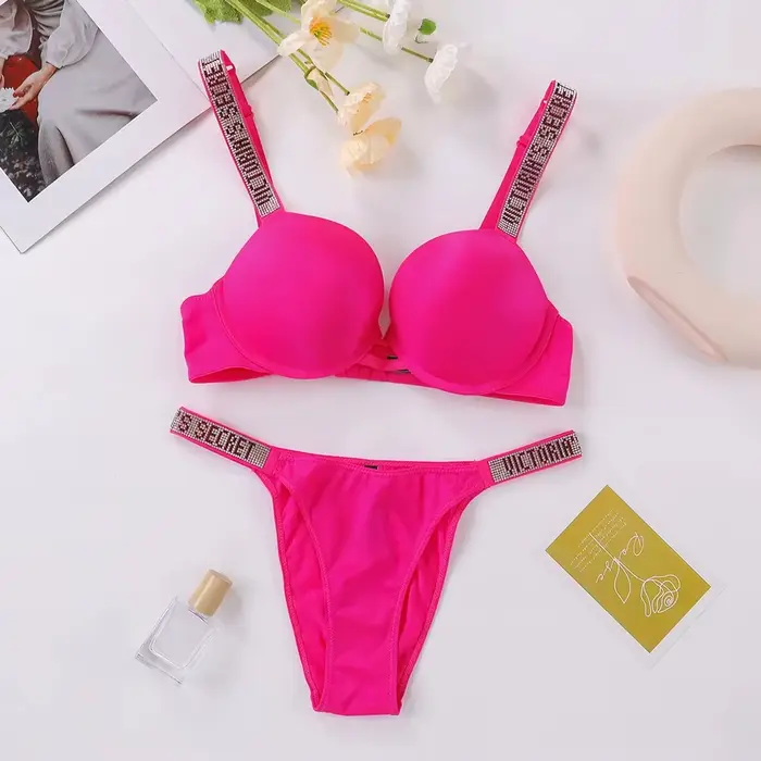 Victoria's Secret sexy spodní prádlo set, podprsenka a kalhotky, push-up, klasické spodní prádlo pro ženy, sexy, prodyšné, měkké, univerzální, shapewear