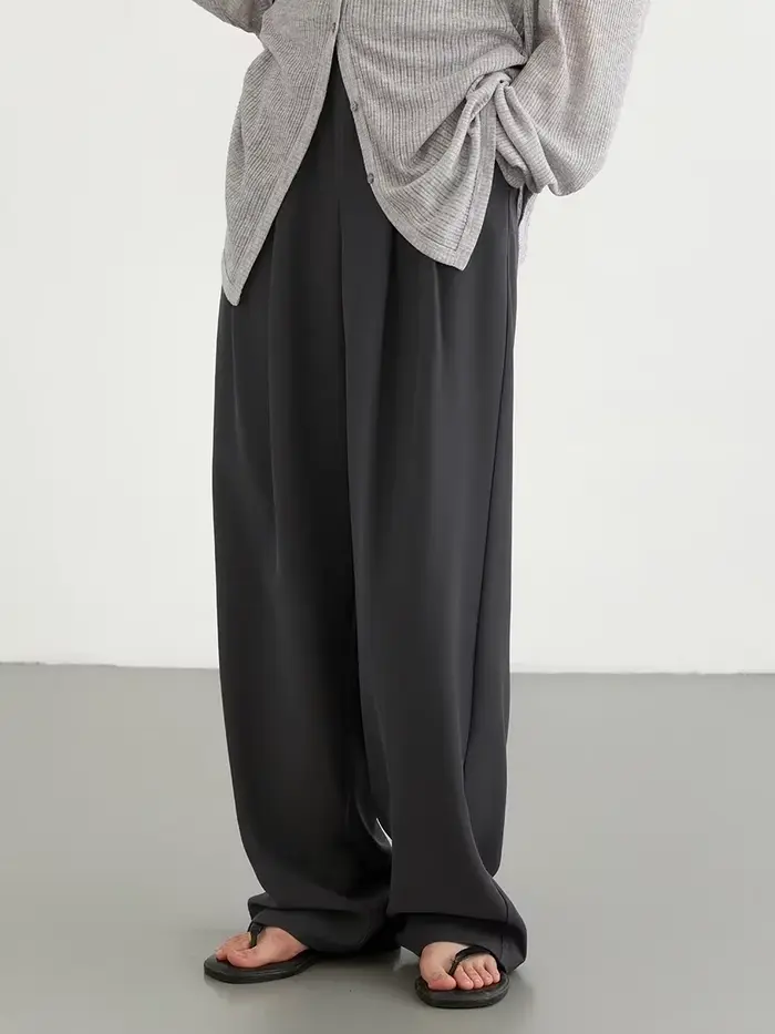 CHIC VEN femmes pantalons nouveau décontracté taille haute femme pantalon plissé tombant jambe large